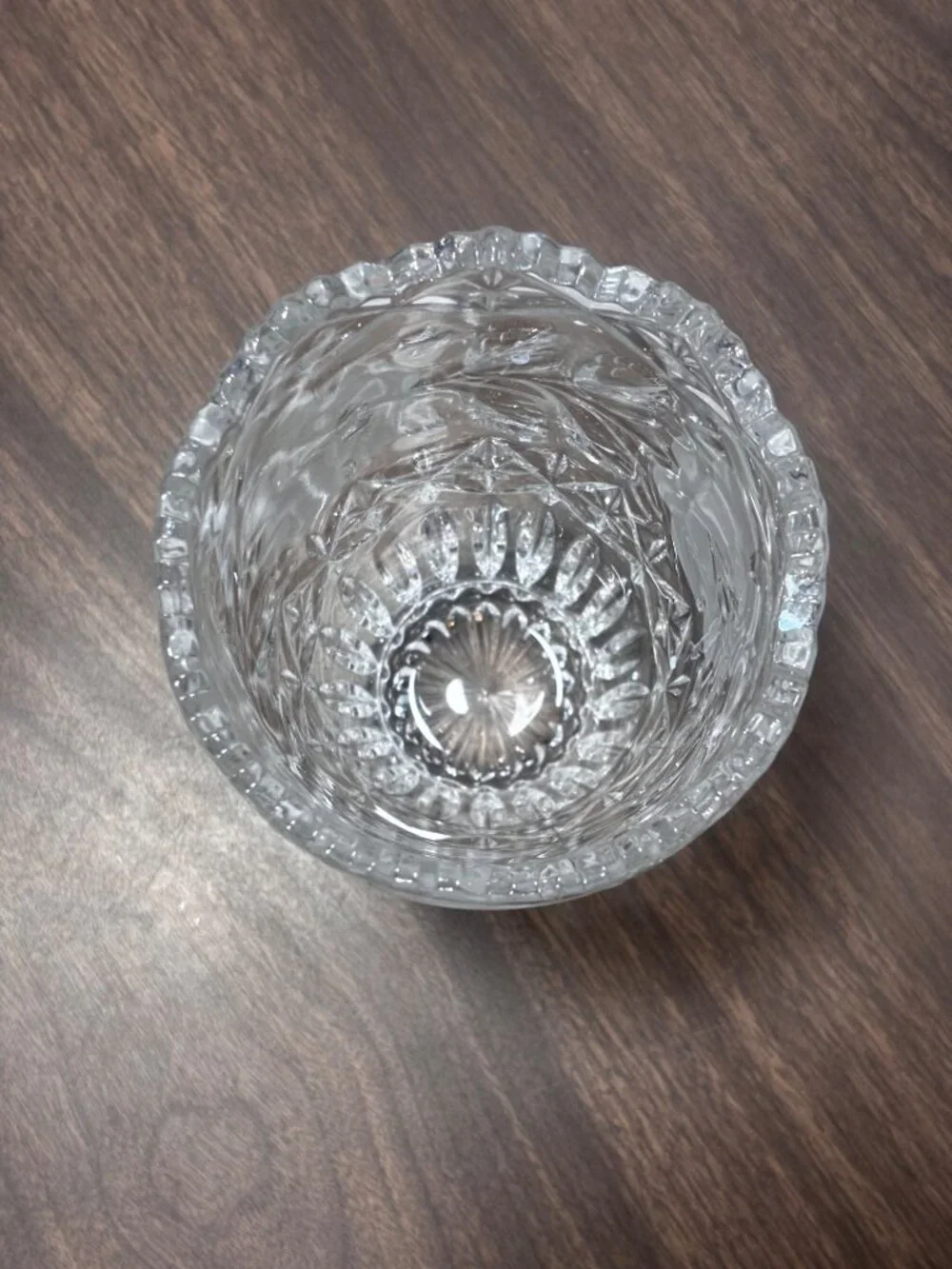 Imperlux 24% Lead Crystal Vase With Etched Frosted Floral Pattern VTG 80s
